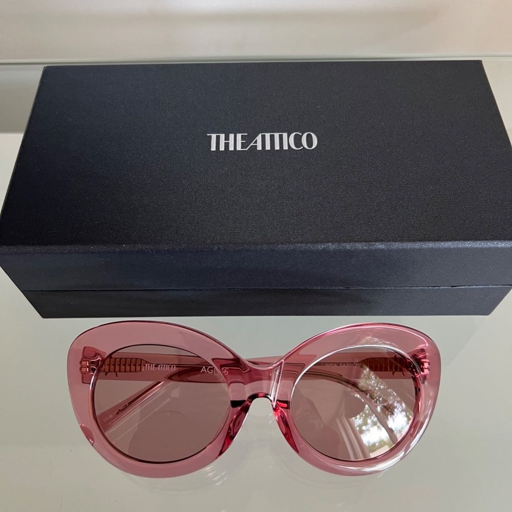 Linda Farrow Pink Oversized Round Sunglasses